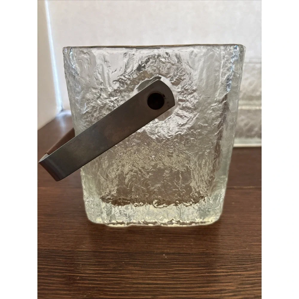 VTG Hoya Japan Ice Scalloped‎ Frosted MCM Square Ice Bucket & 2 Serving Bowls